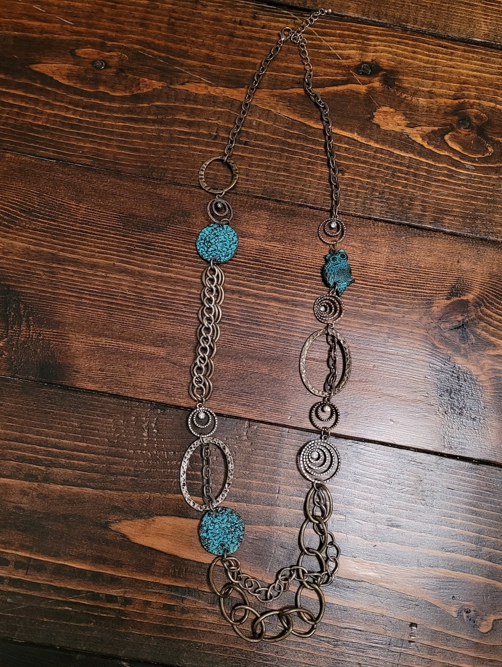 Long Statement Two Tone Necklace